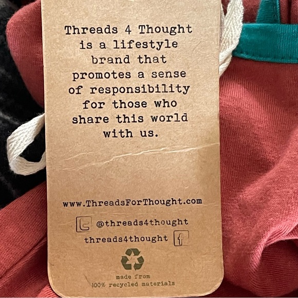 Threads 4 Thought T-Back Halter Maxi Dress Rusty Pink w Turquoise Trim MED - Picture 15 of 15